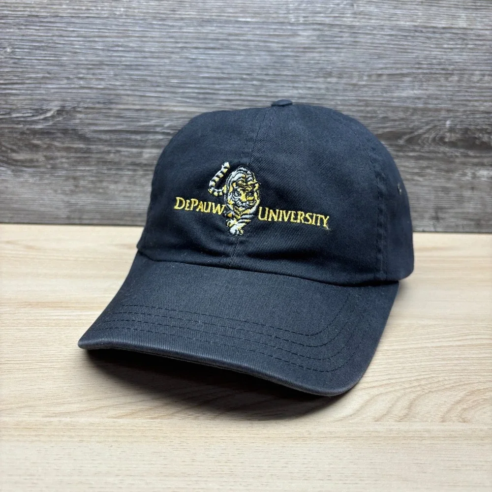 DePauw University Hat Cap Strap Back Black Tigers NCAA College Sports Adjustable